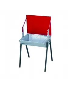 Ψησταριά Κάρβουνου Λυόμενη Οβάλ Γαλβανιζέ Μέ Κόκκινο Καπάκι Β 10491 Βιοφάν