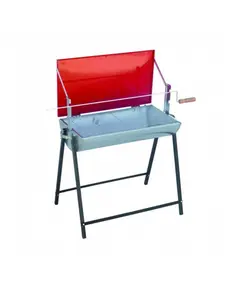 Ψησταριά Κάρβουνου Λυόμενη Οβάλ Γαλβανιζέ Μέ Κόκκινο Καπάκι Α 10492 Βιοφάν