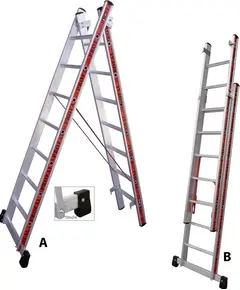 Σκάλα Αλουμινίου Δύο Τεμαχίων 2 Χ 17 Πτυσσόμενη 800217 Βαρέως Τύπου Profal