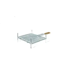 Σχάρα Ψησίματος Χρωμίου Καρέ Β Μέ Πόδια Καί Ξύλινη Λαβή 38.5 Χ 31.5 Εκατοστά 10054 Βιοφάν