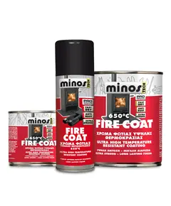 Βερνικόχρωμα Υψηλής Θερμοκρασίας Μαύρο 200 ML Βαρέως Τύπου 650oC Tech Fire Coat Minos