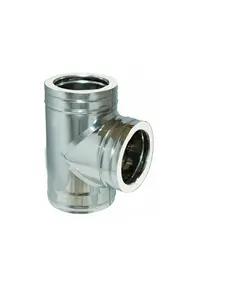 Τάφ 90 Μοιρών Σωλήνας Καπνοδόχου Διπλού Τοιχώματος Ανοξείδωτο Φ125-Φ180 Aisi 304 BA Inoxshell