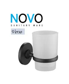 Ποτηροθήκη Μπάνιου Μαύρη Κρύσταλλο Μάτ 24-08005/B Verso Novo Viospiral
