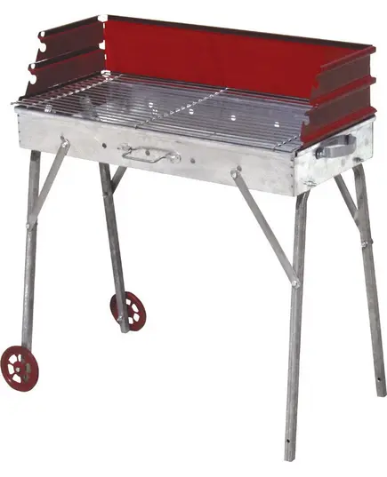 Ψησταριά Κάρβουνου Λυόμενη Γαλβανιζέ Μέ Κόκκινη Πλάτη  Α 10427 Βιοφάν