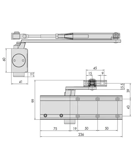 Μηχανισμός Επαναφοράς Πόρτας (Σούστα) Βαρέως Τύπου Ν.5-6  C 1610 Ασημί Cisa