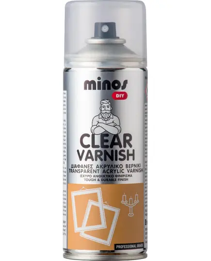 Βερνίκι Ακρυλικό Επαγγελματικό Clear Varnish Διάφανο 9206 Γυαλιστερό 400ml Minos Evochem