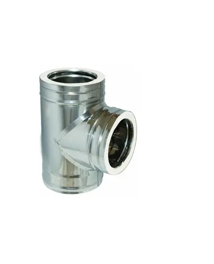 Τάφ 90 Μοιρών Σωλήνας Καπνοδόχου Διπλού Τοιχώματος Ανοξείδωτο Φ125-Φ180 Aisi 304 BA Inoxshell