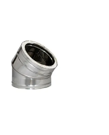 Καμπύλη Γωνία Σωλήνας Καπνοδόχου 45 Μοιρών Διπλού Τοιχώματος Ανοξείδωτη Φ150-Φ200 Aisi 304 BA Inoxshell