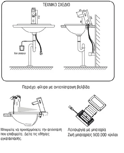 Ποδοβαλβίδα Δαπέδου Μονή Ζεστού Κρύου Νερού 21-00486 TRM Viospiral