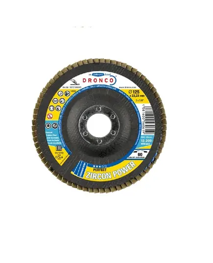Πολύπτερο Λείανσης Κωνικό Ανοξείδωτου ZIRCON POWER No125x22,3mm No 60 Dronco