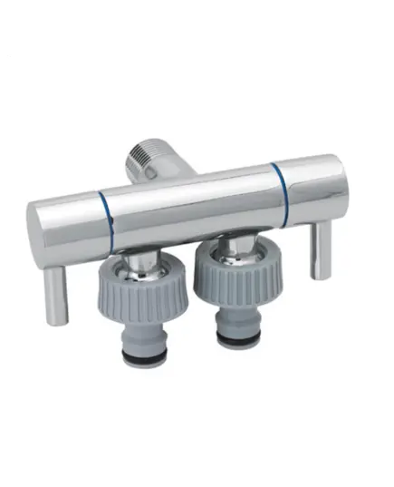 Διακόπτης Νερού Διπλής Εξαγωγής Μισόστροφος Μέ Ροζέτα Φ60 Καί 2 Ρακόρ 39-02645 Siroflex