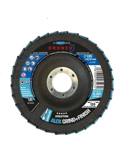 Πολύπτερο Λείανσης Κωνικό Ανοξείδωτου ZIRCON POWER No115x22,3mm No 60 Dronco