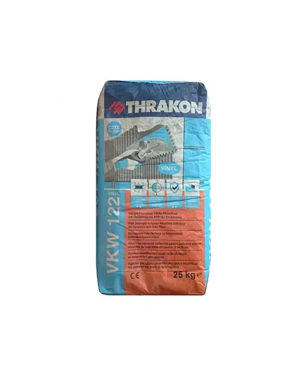 Κόλλα Πλακιδίων Λευκή Όλων Τών Επιφανειών C2TE 25 Κιλών VKW122 Thrakon