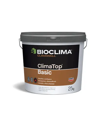 Ακρυλικό Ινοπλισμένο Παστώδες Τελικό Επίχρισμα Λευκό 25/1 Clima Top Basic (K10 1.0MM Κοκκομετρία) Climawall Bioclima