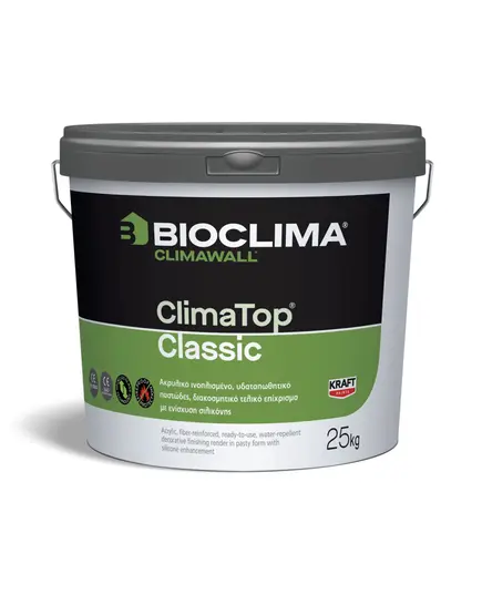 Παστώδες Τελικό Επίχρισμα Λευκό 25 Κιλών Κ20 (2.0 MM) Κοκκομετρίας Climatop classik Climawall Bioclima