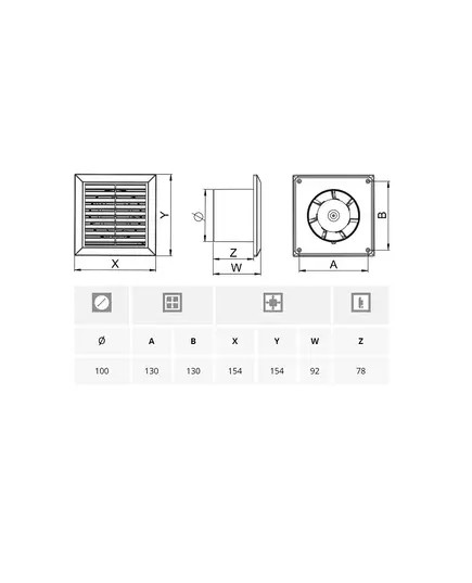 Εξαεριστήρας Μπάνιου Επιτοίχιος 81-Wc120 Φ120 Awenta Classik Viospiral