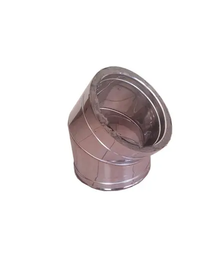 Γωνία Καμινάδας Γιά Μπουρί Βαρέως Τύπου Διπλού Τοιχώματος 45 Μοιρών 250 - 300 Ανοξείδωτη Aisi 304 Inoxshell