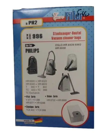 Ανταλλακτικές Σακούλες Ηλεκτρικής Σκούπας SPH 2 Philips Oslo Vital Eurofilter