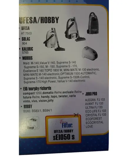 Ανταλλακτικές Σακούλες Ηλεκτρικής Σκούπας Γερμανίας SE 1050 S Ufesa Hobby Juro Pro Eurofilter