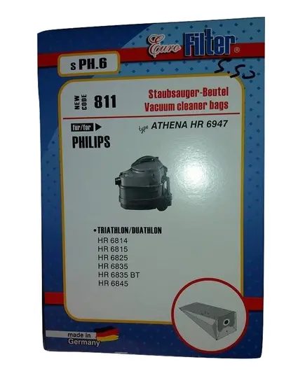 Ανταλλακτικές Σακούλες Ηλεκτρικής Σκούπας SPH 6 Philips Triathlon Duathlon Eurofilter