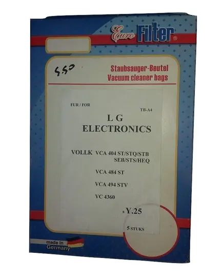 Ανταλλακτικές Σακούλες Ηλεκτρικής Σκούπας SY 25 Lg Electronics Vollk Vca Vc Eurofilter