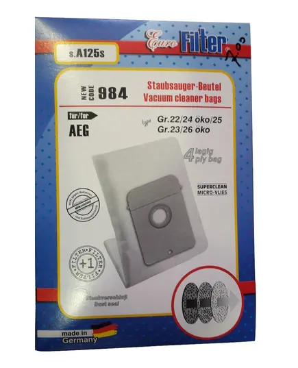 Ανταλλακτικές Σακούλες Ηλεκτρικής Σκούπας Γερμανίας SA 125 S Aeg Vampyr Eurofilter