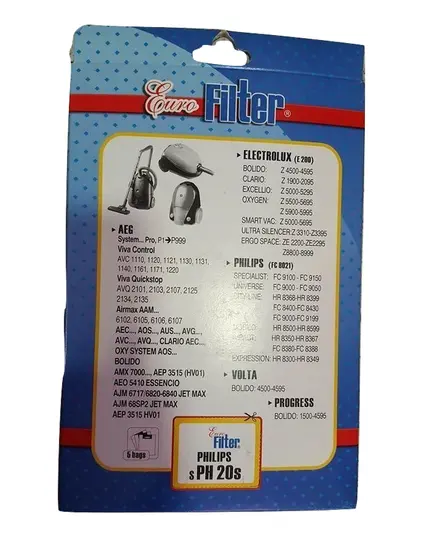 Ανταλλακτικές Σακούλες Ηλεκτρικής Σκούπας SPH 20 S Philips Volta Electrolux Aeg Eurofilter