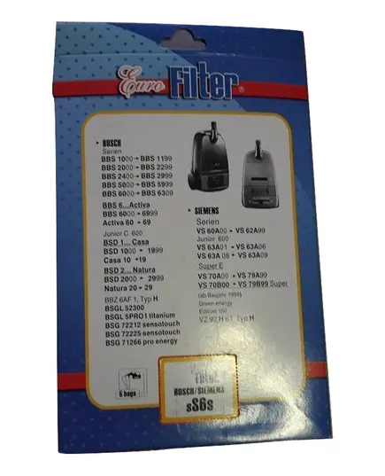Ανταλλακτικές Σακούλες Ηλεκτρικής Σκούπας SS 6 S Bosch Bbs Siemens Vs Eurofilter