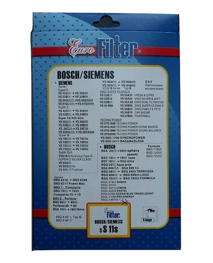 Ανταλλακτικές Σακούλες Ηλεκτρικής Σκούπας SS11S Harmony Bosch Siemens Eurofilter