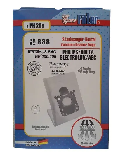 Ανταλλακτικές Σακούλες Ηλεκτρικής Σκούπας SPH 20 S Philips Volta Electrolux Aeg Eurofilter