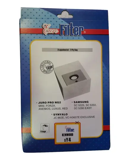 Ανταλλακτικές Σακούλες Ηλεκτρικής Σκούπας SY4 Kenwood Delonghi Ariette Rohnson Singer Eurofilter